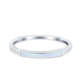 Simple Ring Band Lab Created Opal 925 Sterling Silver (2mm)