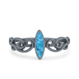 Filigree Thumb Ring Marquise Ring Band Lab Created Opal 925 Sterling Silver (9.5mm)