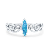 Filigree Thumb Ring Marquise Ring Band Lab Created Opal 925 Sterling Silver (9.5mm)