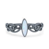 Filigree Thumb Ring Marquise Ring Band Lab Created Opal 925 Sterling Silver (9.5mm)
