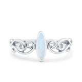 Filigree Thumb Ring Marquise Ring Band Lab Created Opal 925 Sterling Silver (9.5mm)