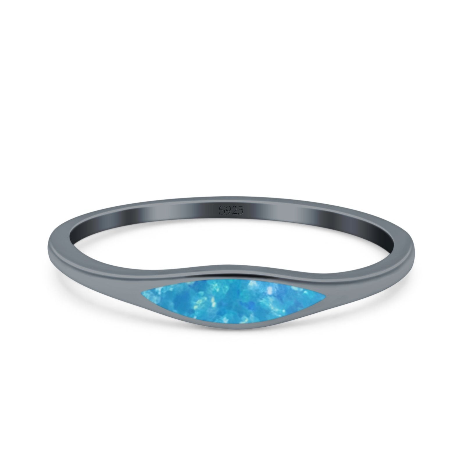 Simple Ring Band Lab Created Opal 925 Sterling Silver (3.5mm)