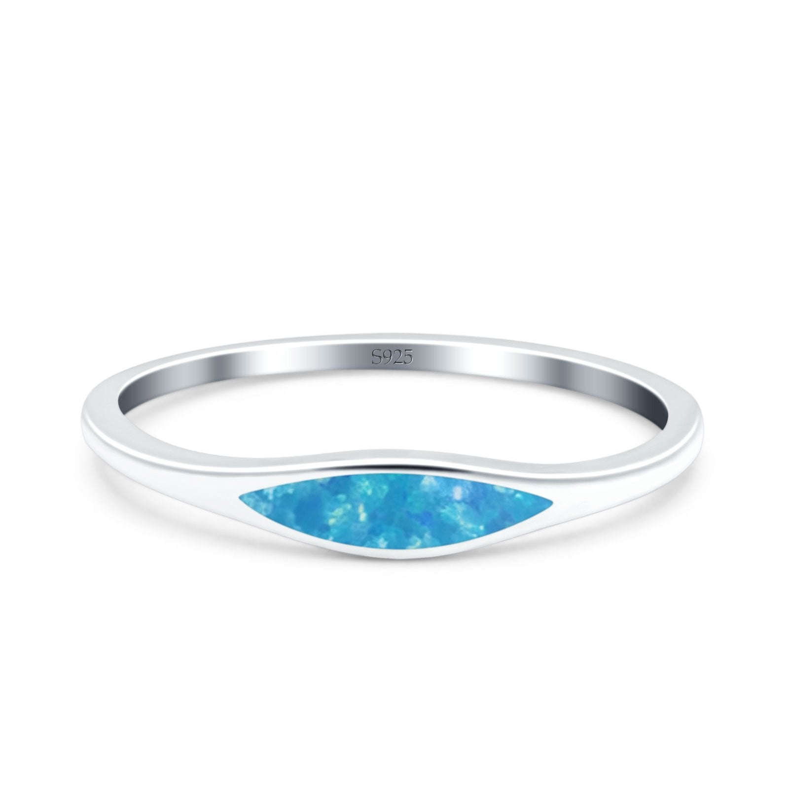 Simple Ring Band Lab Created Opal 925 Sterling Silver (3.5mm)