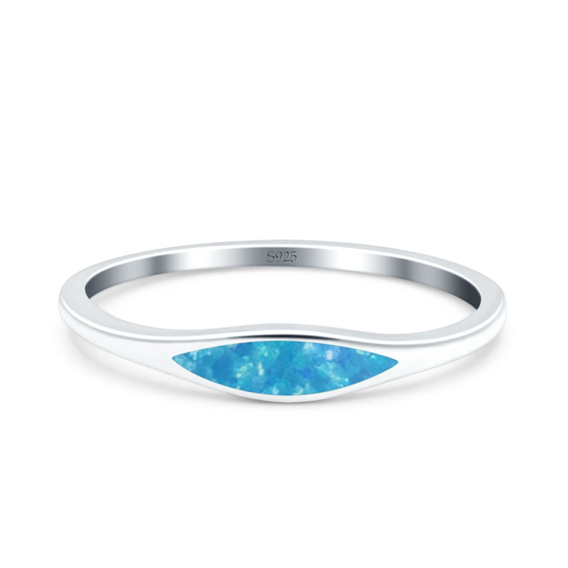 Simple Ring Band Lab Created Opal 925 Sterling Silver (3.5mm)