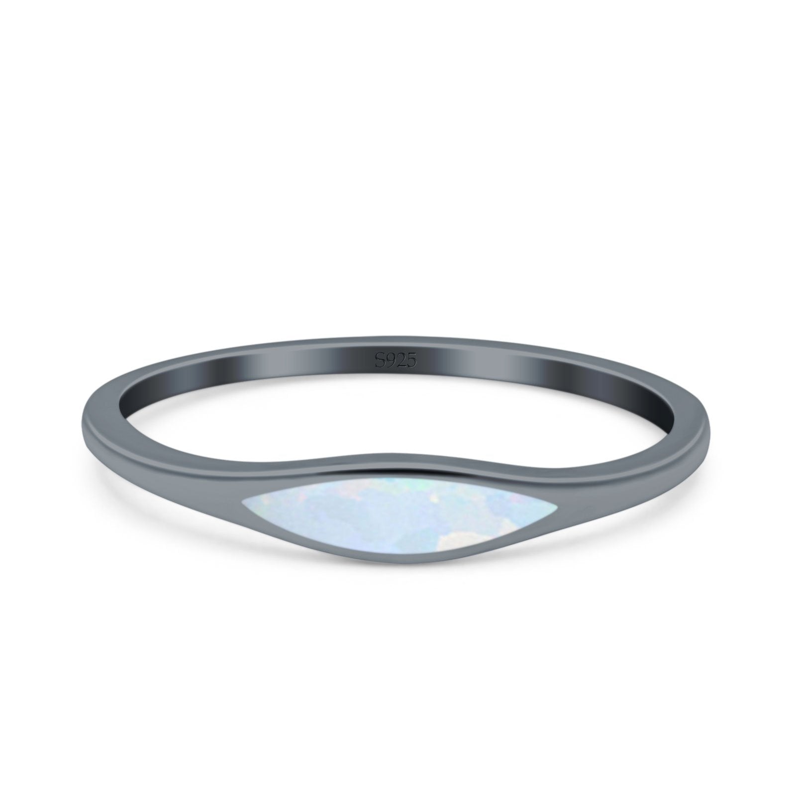 Simple Ring Band Lab Created Opal 925 Sterling Silver (3.5mm)