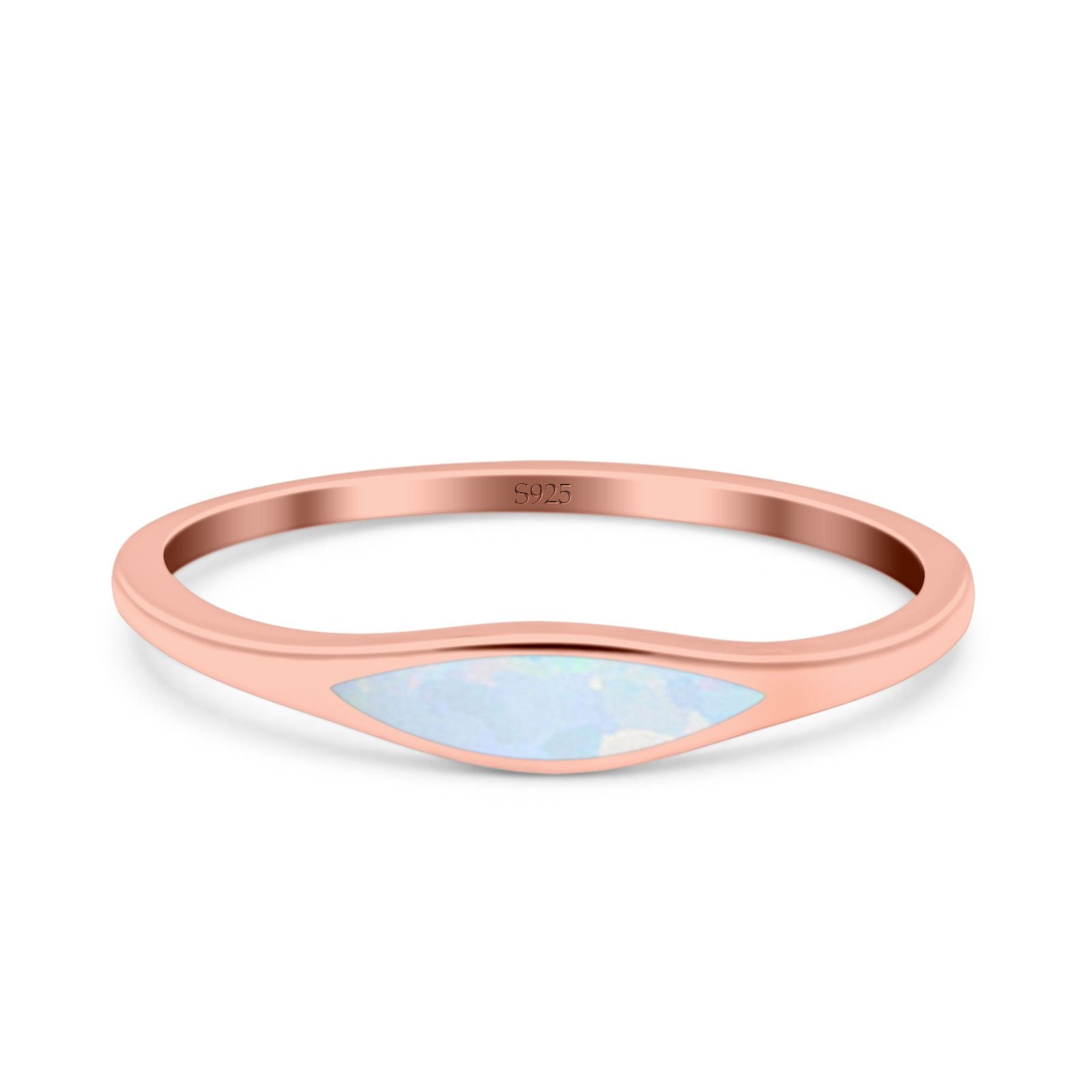 Simple Ring Band Lab Created Opal 925 Sterling Silver (3.5mm)