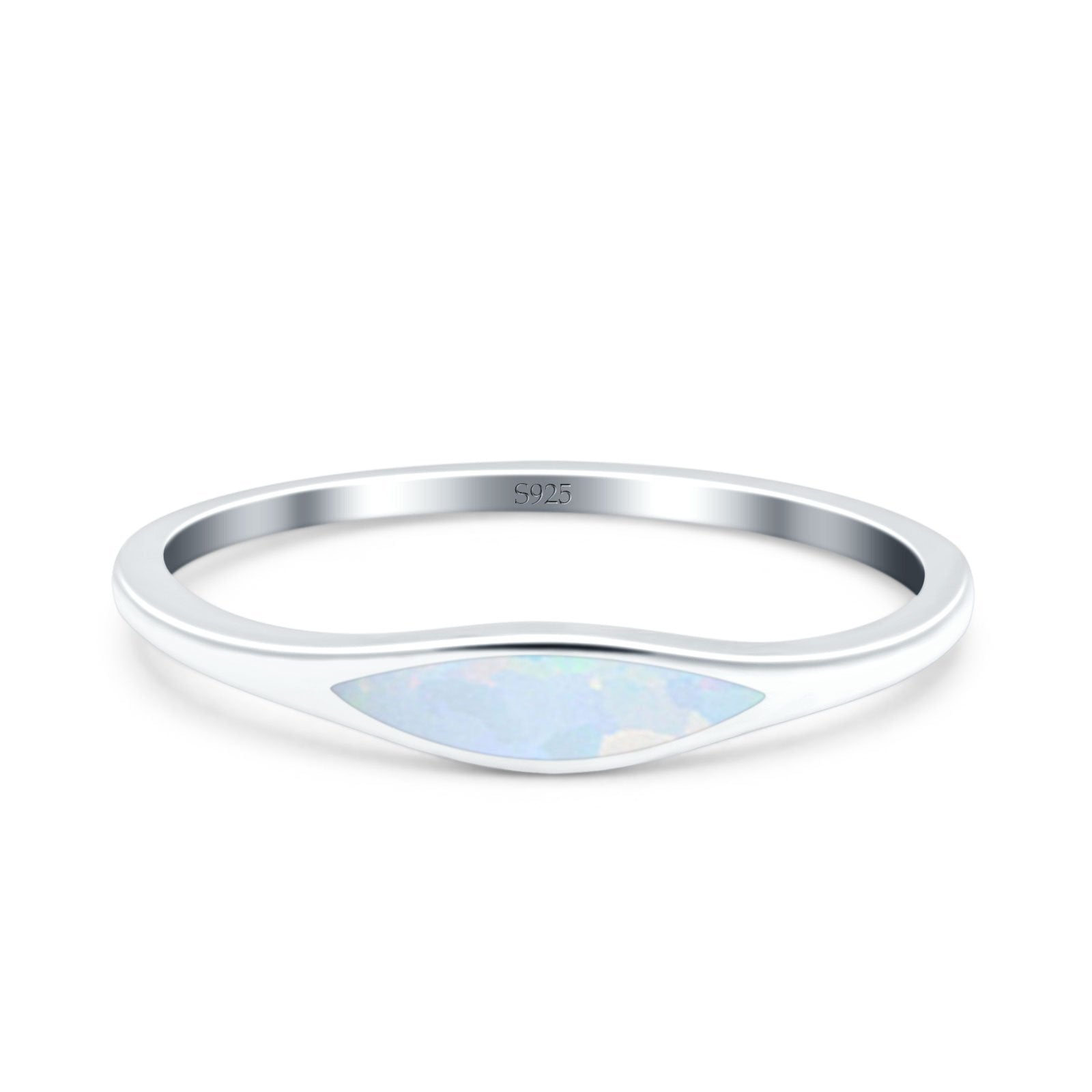 Simple Ring Band Lab Created Opal 925 Sterling Silver (3.5mm)