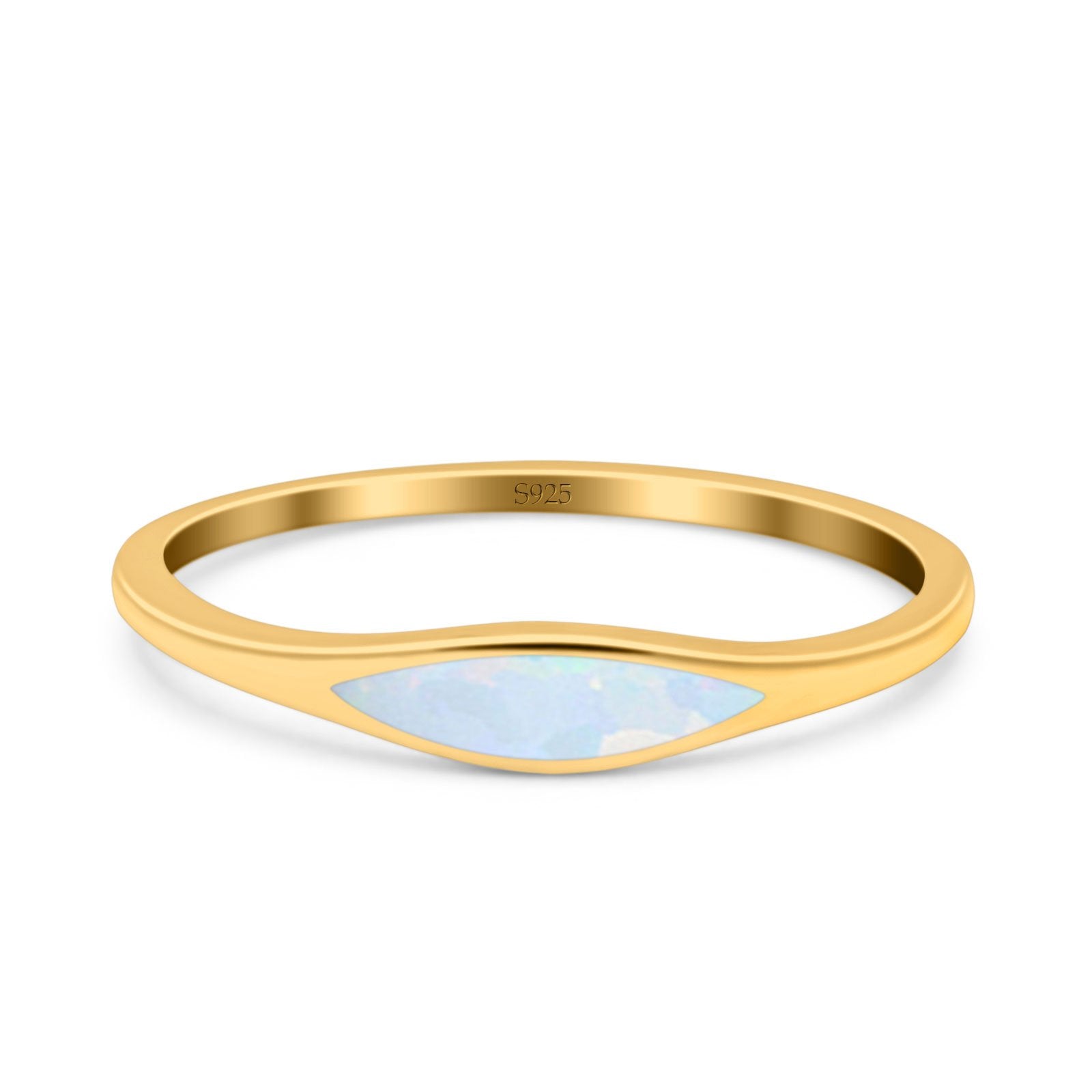 Simple Ring Band Lab Created Opal 925 Sterling Silver (3.5mm)