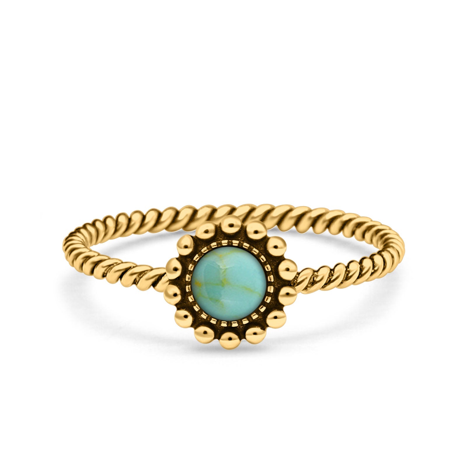 Petite Dainty Rope Vintage Style Lab Opal Ring Solid Round Oxidized 925 Sterling Silver