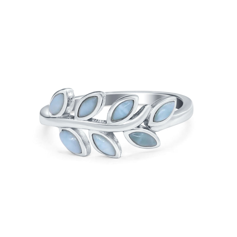 Sideways Leaf  Simulated Cubic Zirconia Ring 925 Sterling Silver