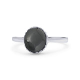 Petite Dainty Oxidized Thumb Ring Round Lab Opal Ring Solid 925 Sterling Silver