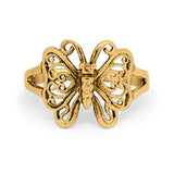 Sterling Silver Heart Filigree Butterfly Ring Band Round 925 Sterling Silver