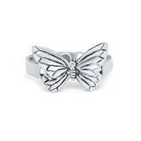 Simple Plain Petite Dainty Butterfly Ring Band Round 925 Sterling Silver