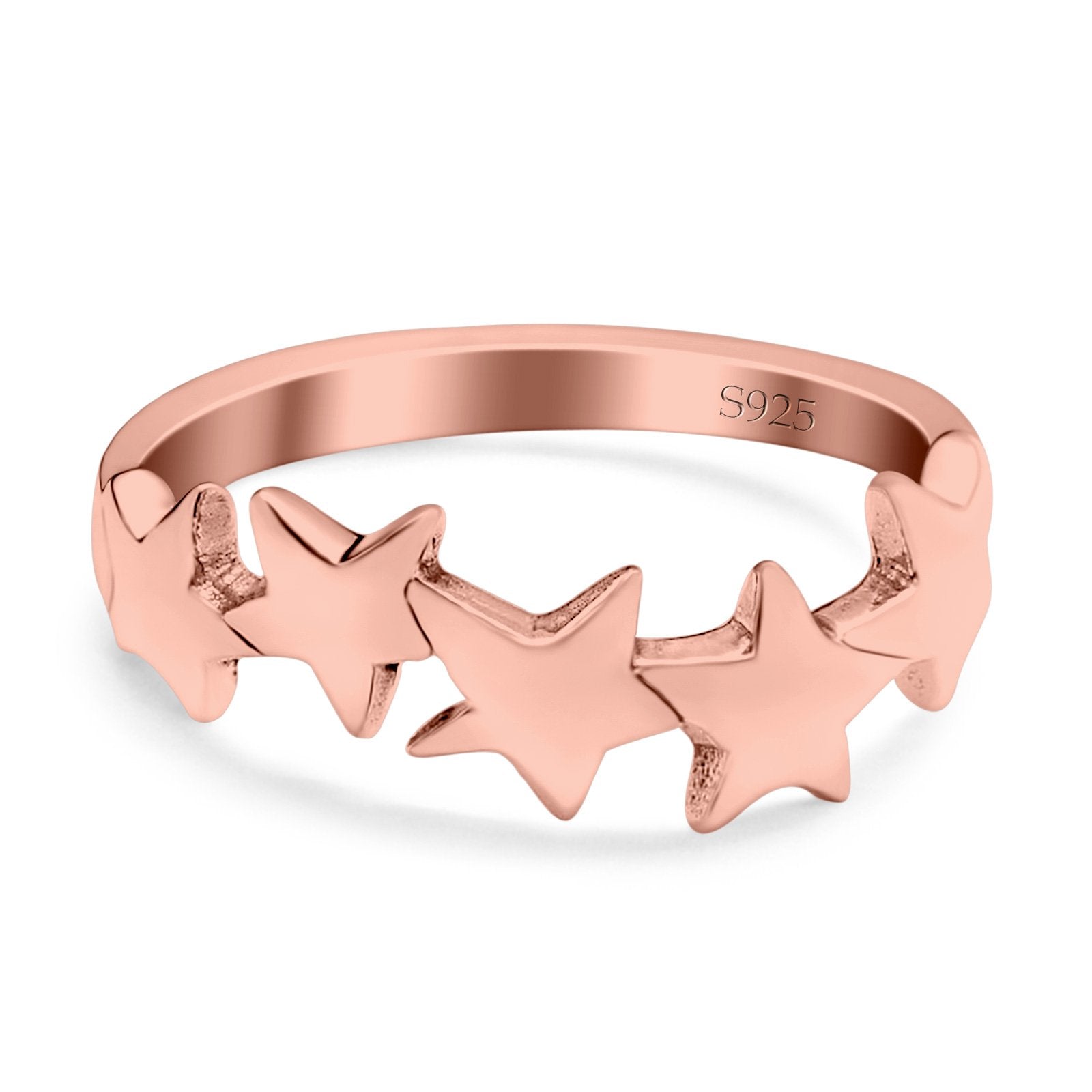 Stars Sideways Plain Ring Oxidized Band Solid 925 Sterling Silver
