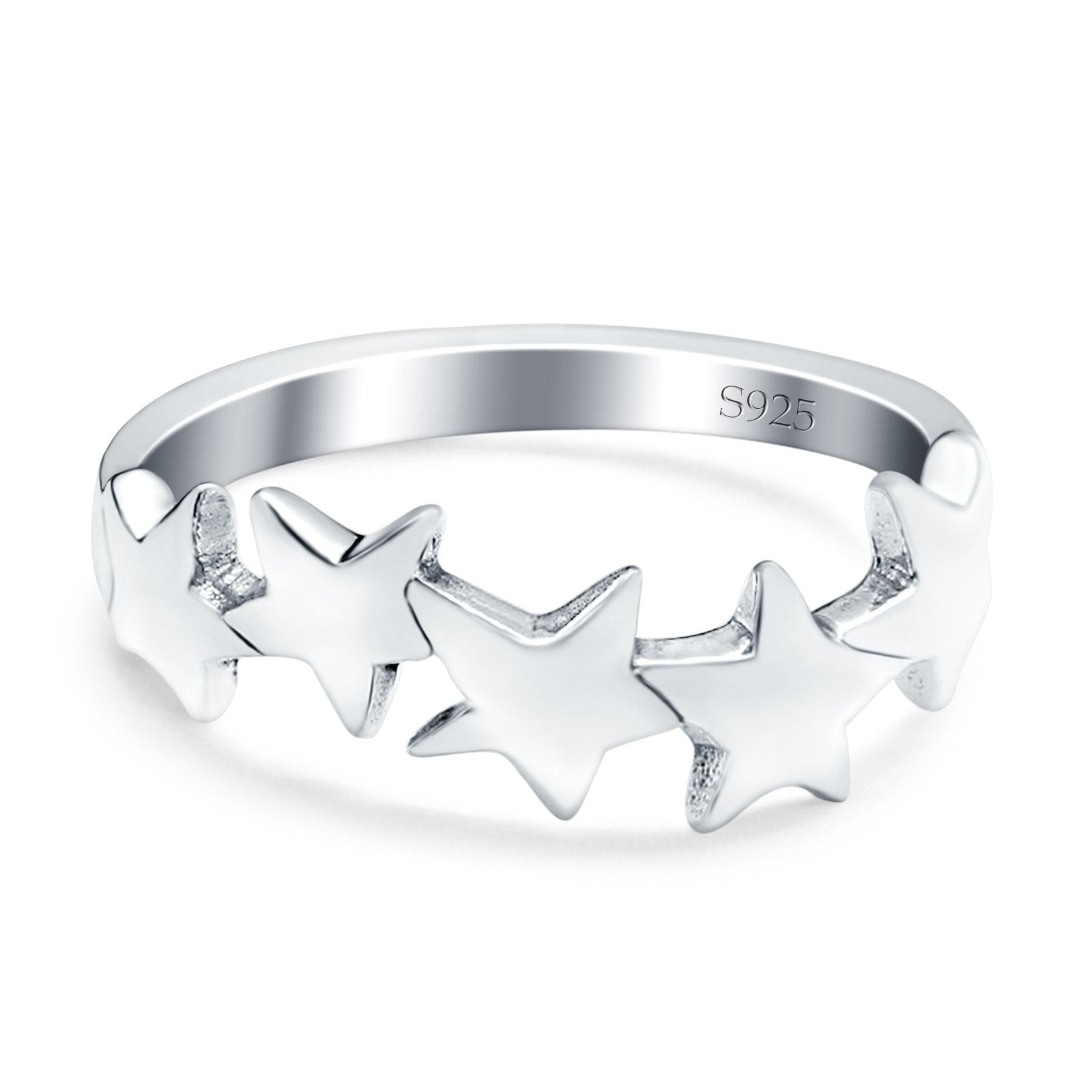 Stars Sideways Plain Ring Oxidized Band Solid 925 Sterling Silver