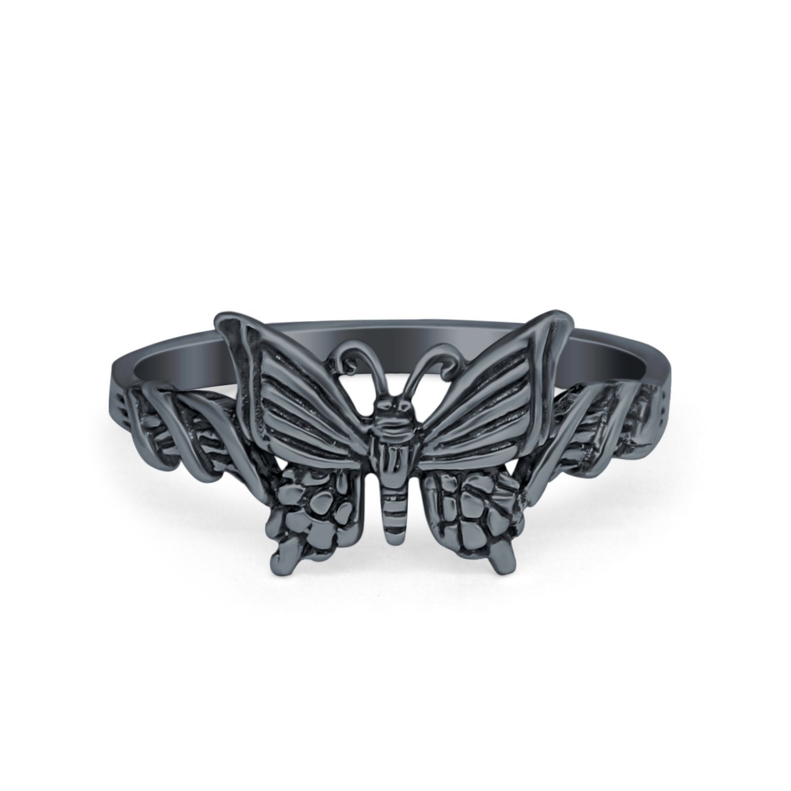 Sterling Silver Twisted Shank Butterfly Ring Band Round 925 Sterling Silver