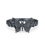 Sterling Silver Twisted Shank Butterfly Ring Band Round 925 Sterling Silver