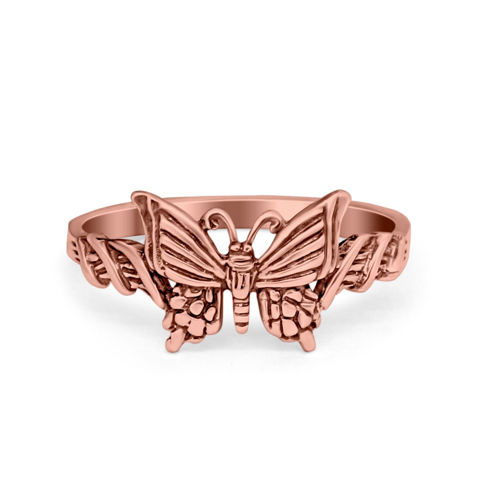 Sterling Silver Twisted Shank Butterfly Ring Band Round 925 Sterling Silver