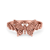 Sterling Silver Twisted Shank Butterfly Ring Band Round 925 Sterling Silver