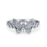 Sterling Silver Twisted Shank Butterfly Ring Band Round 925 Sterling Silver