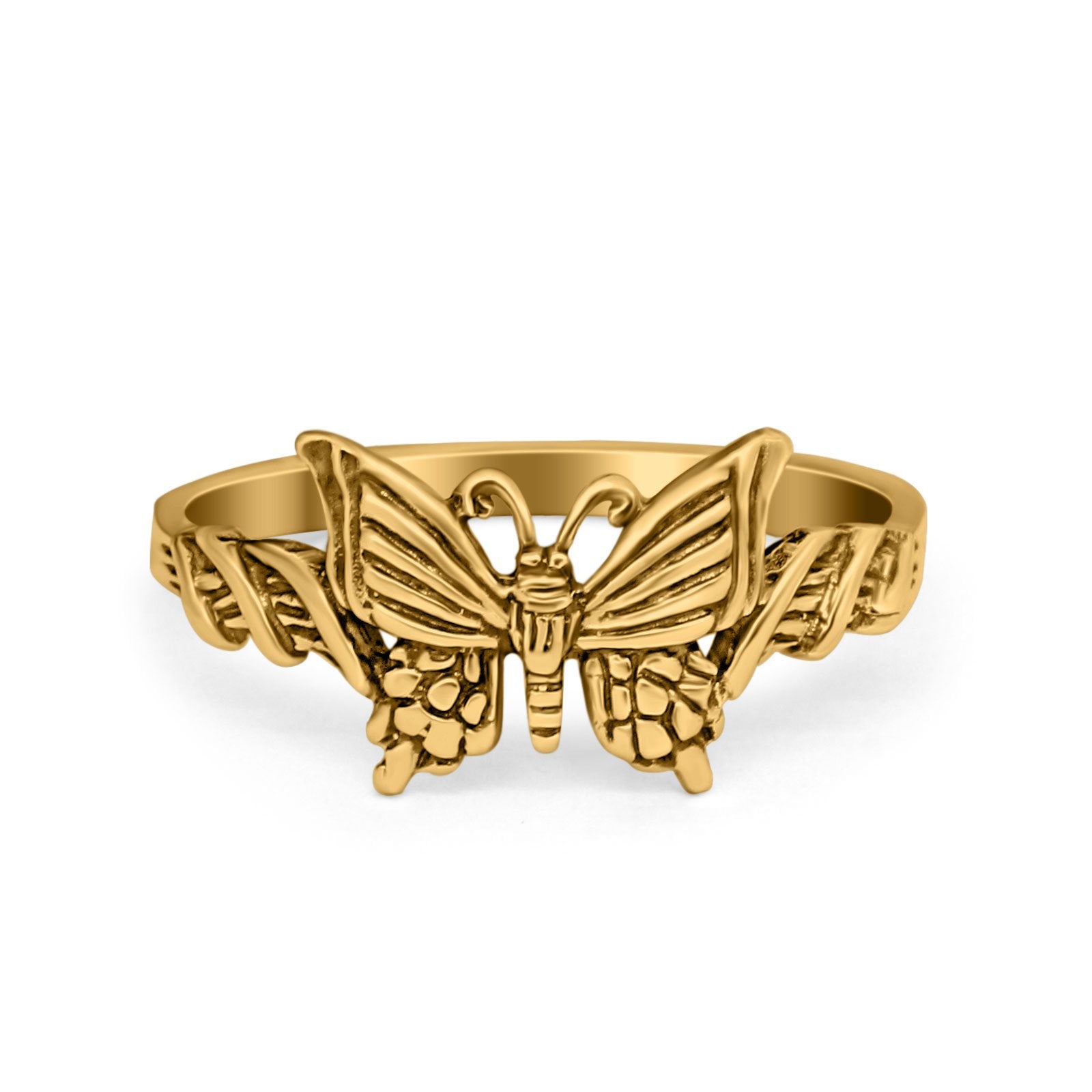 Sterling Silver Twisted Shank Butterfly Ring Band Round 925 Sterling Silver