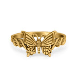 Sterling Silver Twisted Shank Butterfly Ring Band Round 925 Sterling Silver