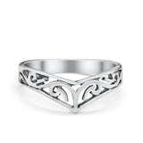 Fashion New Trend Simple Plain Filigree Chevron Midi Ring 925 Sterling Silver