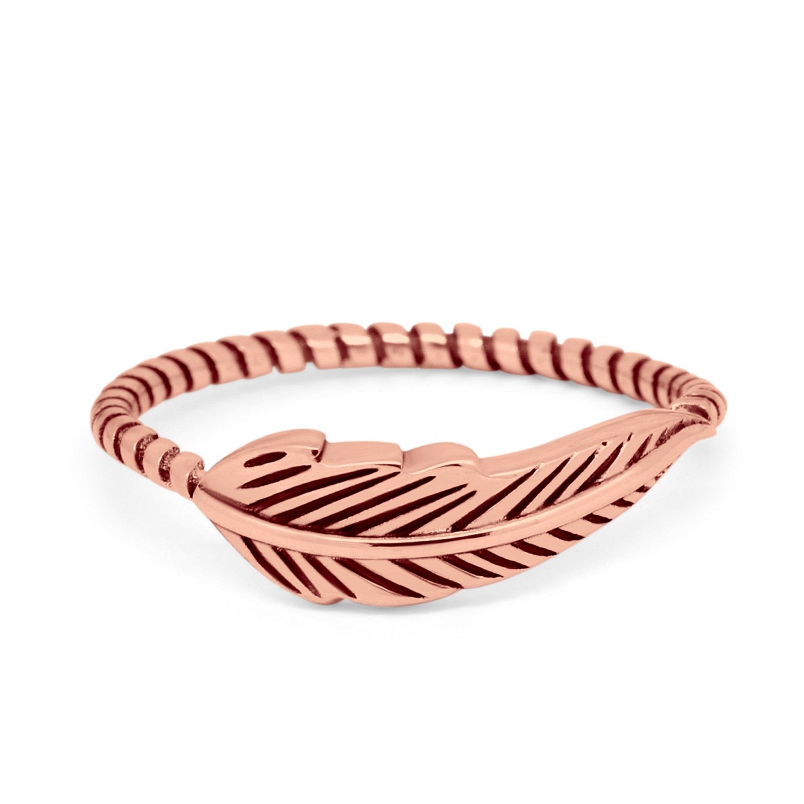 Petite Dainty Feather Ring Twisted Braided Rope Band 925 Sterling Silver