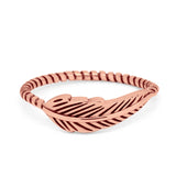Petite Dainty Feather Ring Twisted Braided Rope Band 925 Sterling Silver