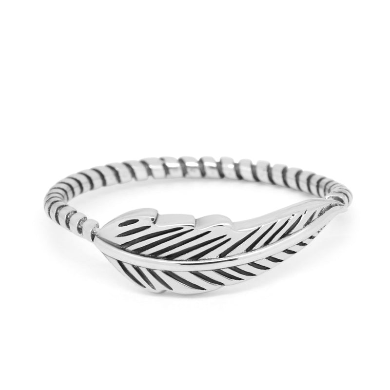 Petite Dainty Feather Ring Twisted Braided Rope Band 925 Sterling Silver