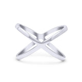 Criss Cross Ring Oxidized Band Solid 925 Sterling Silver Thumb Ring (19mm)
