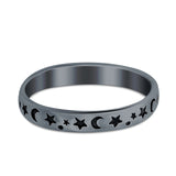 Stars Moon Ring Band 925 Sterling Silver Moon Star Band
