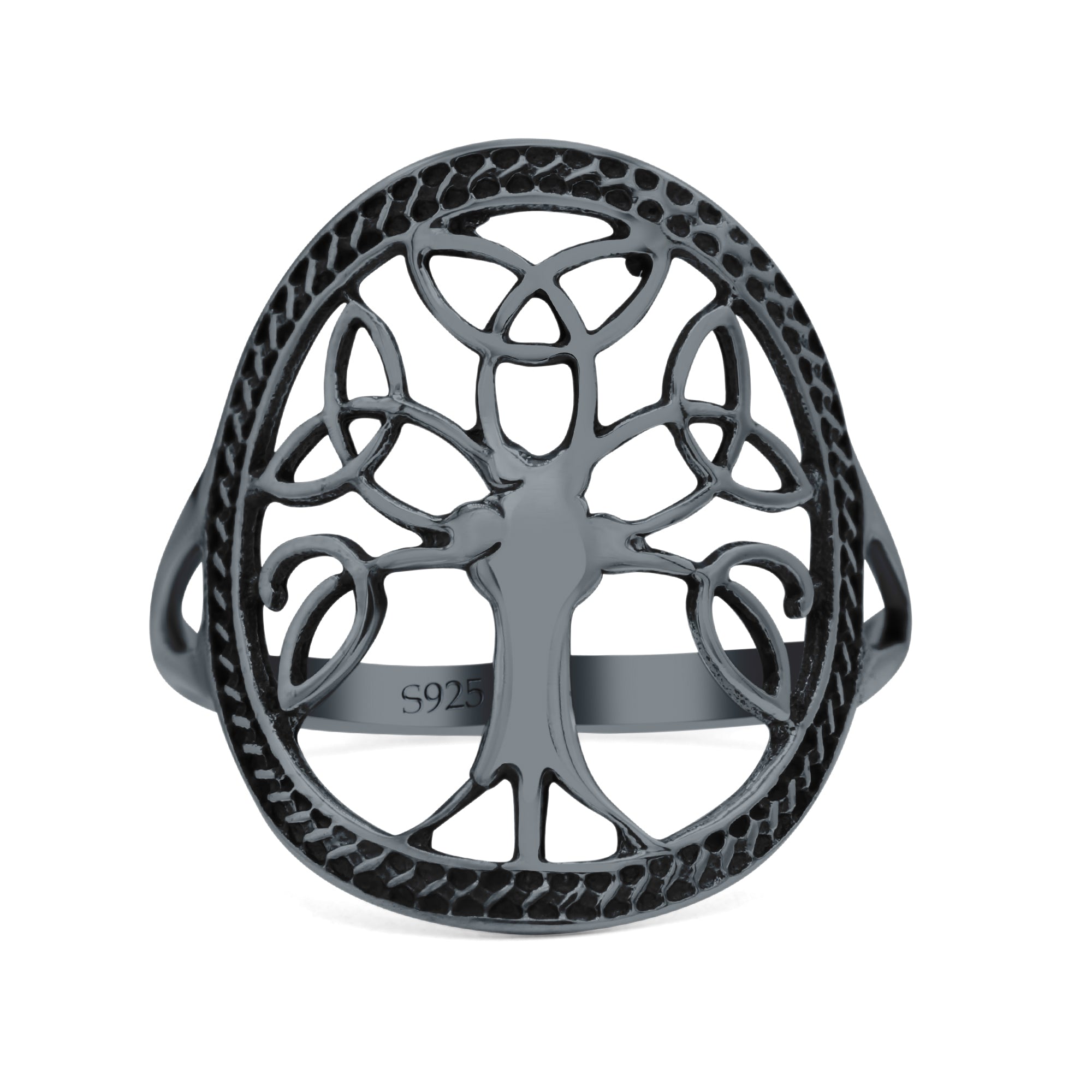 Generations New Design Celtic Tree Of Life Trending Oxidized Band Solid 925 Sterling Silver Thumb Ring 19mm