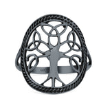 Generations New Design Celtic Tree Of Life Trending Oxidized Band Solid 925 Sterling Silver Thumb Ring 19mm