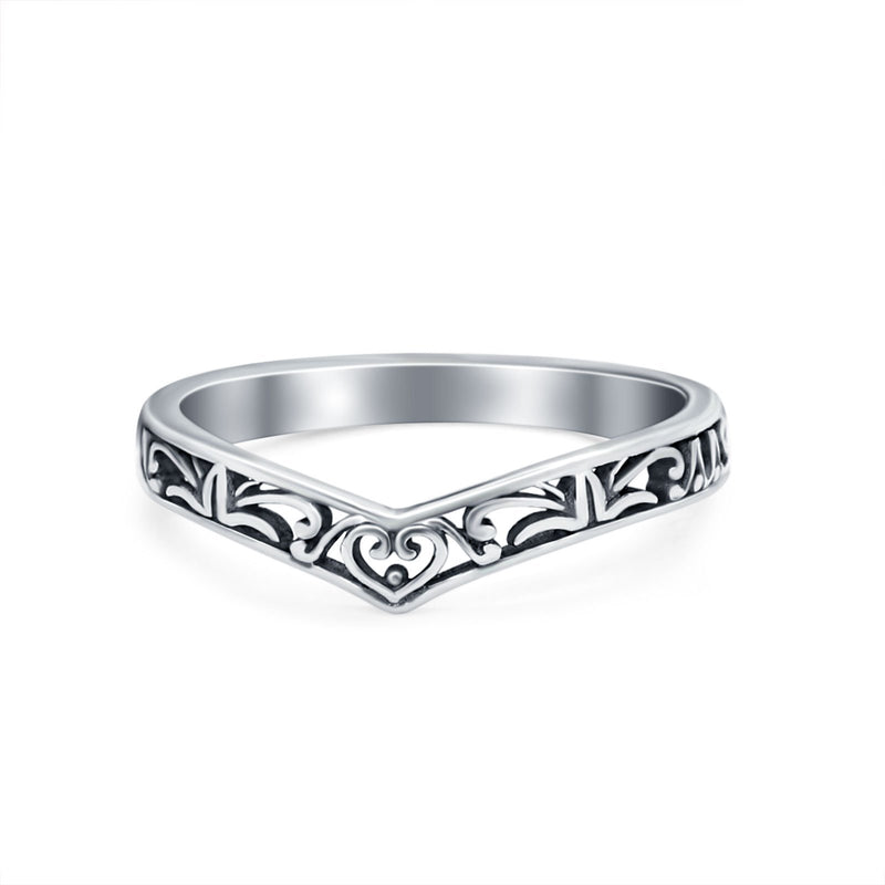Heart Filigree Midi Thumb Ring V Band Chevron Plain Solid 925 Sterling Silver