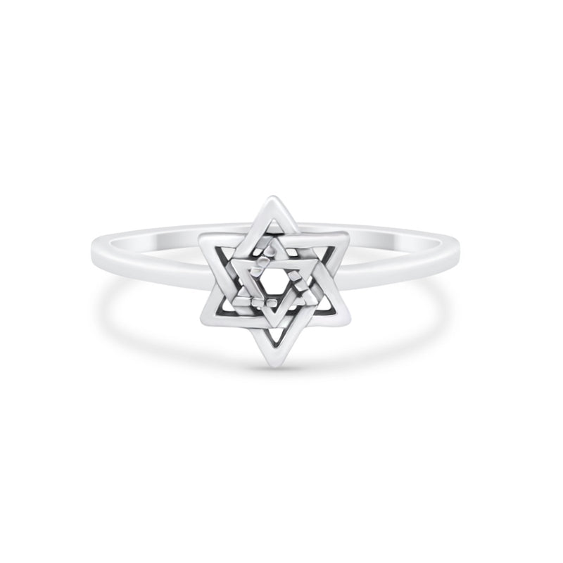 Star of David Jewish Star Ring Band Solid 925 Sterling Silver