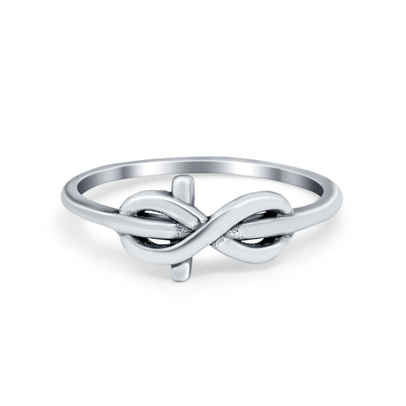 Tangled Knot Infinity Band Ring Thumb Ring Oxidized Round 925 Sterling Silver