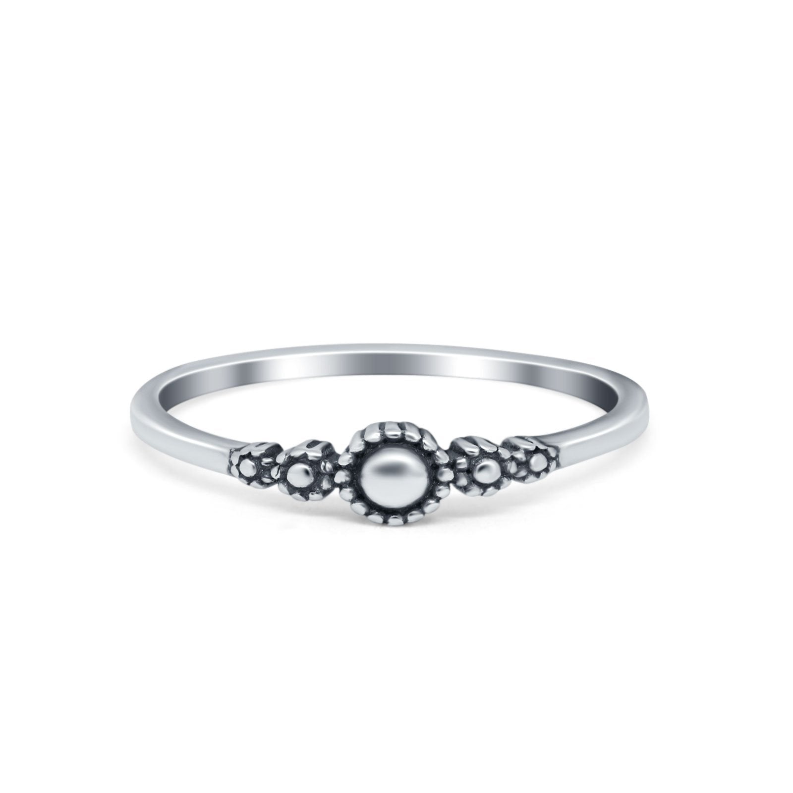 Petite Dainty Band Plain Ring Oxidized 925 Sterling Silver