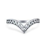 Heart Filigree Thumb Band Chevron Midi V Plain Ring 925 Sterling Silver