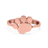 Petite Dainty Paw Print Thumb Plain Ring Band Round 925 Sterling Silver