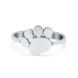 Petite Dainty Paw Print Thumb Plain Ring Band Round 925 Sterling Silver