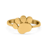 Petite Dainty Paw Print Thumb Plain Ring Band Round 925 Sterling Silver