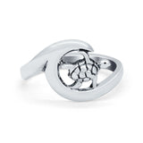Wave Turtle Band Ocean Wave Summer Plain Ring Round 925 Sterling Silver