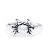 Crab Band Ring Oxidized Solid 925 Sterling Silver (10mm)