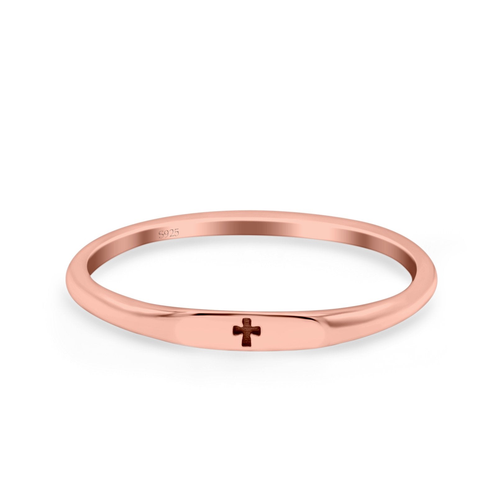 Small Cross Ring Oxidized Band Solid 925 Sterling Silver Thumb Ring (2.2mm)