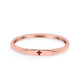 Small Cross Ring Oxidized Band Solid 925 Sterling Silver Thumb Ring (2.2mm)
