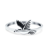 Bird Band Oxidized Ring Solid 925 Sterling Silver (8mm)