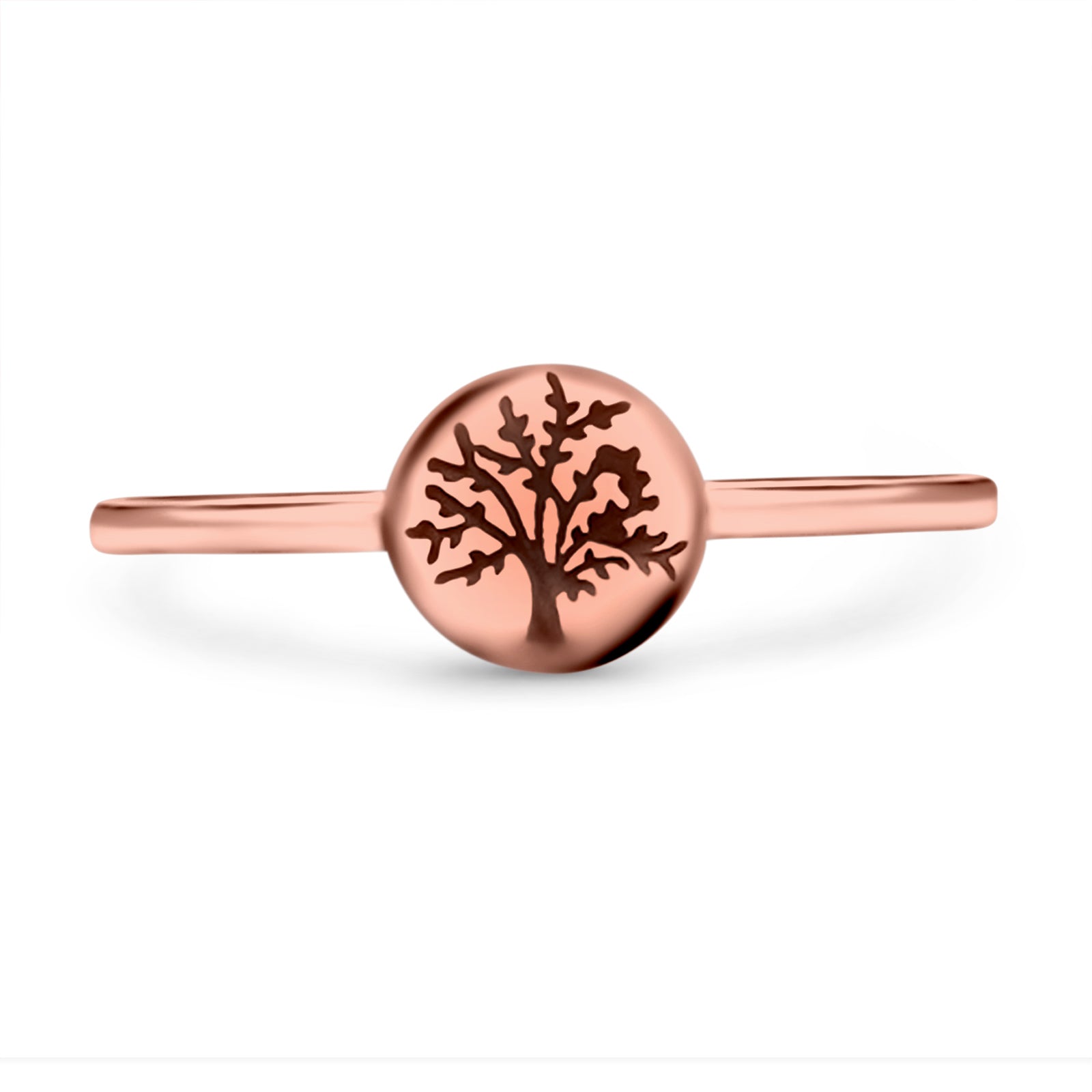 Tree of Life Ring Oxidized Band Solid 925 Sterling Silver Thumb Ring (7mm)