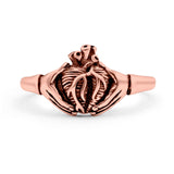 Human Heart Ring Oxidized Band Solid 925 Sterling Silver Thumb Ring (10mm)