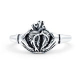 Human Heart Ring Oxidized Band Solid 925 Sterling Silver Thumb Ring (10mm)